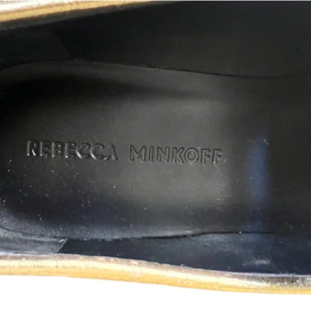 NWOT Rebecca Minkoff Women's Pacey Penny Pointed Loafer In Gold Leather … - Picture 7 of 8